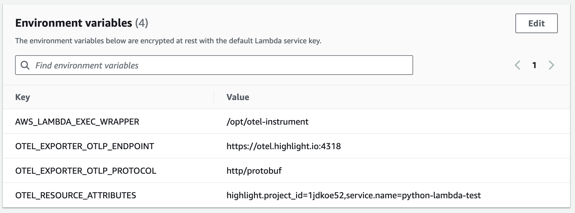 AWS Lambda ENV vars